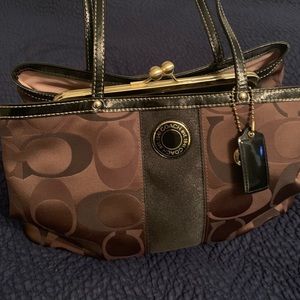 Large brown Coach shoulder bag